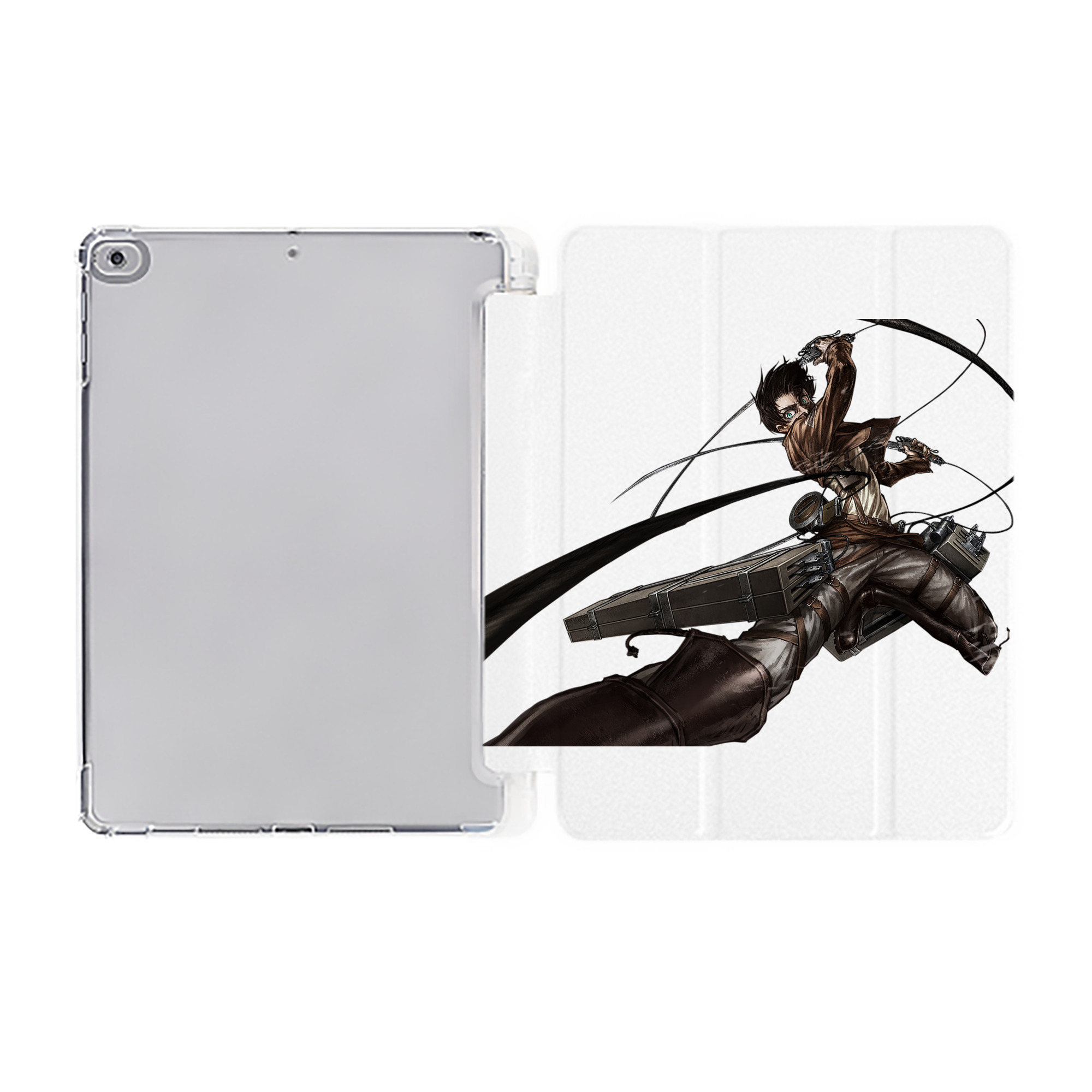 （画像用） 進撃の巨人 エレン･イェーガー Attack on Titan Eren Jäger IPad ケース ペン収納付き 三つ折りスタンド PUレザー×シリコン 対応機種9.5/10.5/10.9インチ